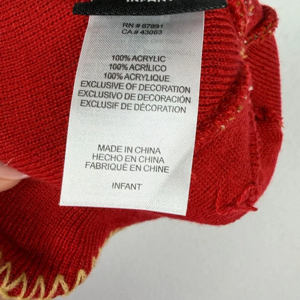 NFL San Francisco 49ers Infant Knit Beanie Hat Red Gold Pom Pom Team Apparel